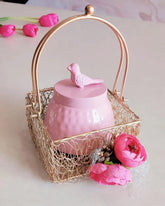 Wholesale Lot IndiaGiftHub Dry Fruit Jar with Golden Net Basket 4 inch with Lid, Return Gifts, Serving Bowls/Jars for Parties, Wedding Gifts